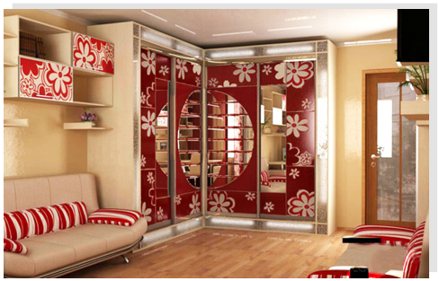 Красный угловой шкаф-купе Красный угловой шкаф-купе