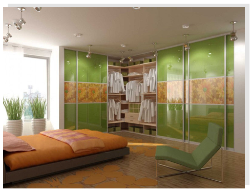 Зеленый угловой шкаф-купе Зеленый угловой шкаф-купе