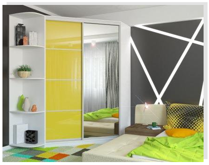 Желтый угловой шкаф-купе Желтый угловой шкаф-купе