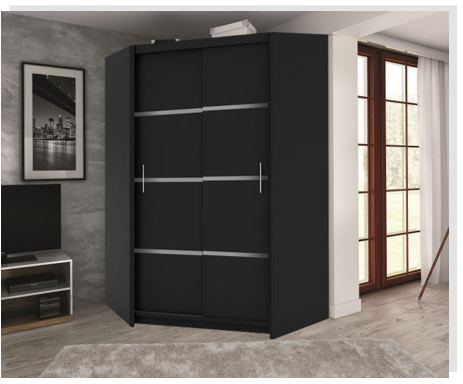 Угловой шкаф-купе в черном цвете Угловой шкаф-купе в черном цвете