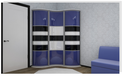 Синий угловой шкаф-купе Синий угловой шкаф-купе