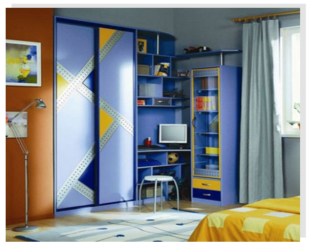 Голубой угловой шкаф-купе Голубой угловой шкаф-купе