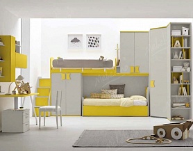 «Солнечная» детская мебель с 2-мя кроватями, шкафами, столом PC489
