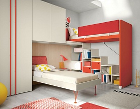 Комплект мебели для детской в современном стиле, глянцевый шкаф, Md308