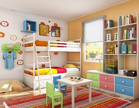Разноцветный мебельный гарнитур для ярких детских Md316